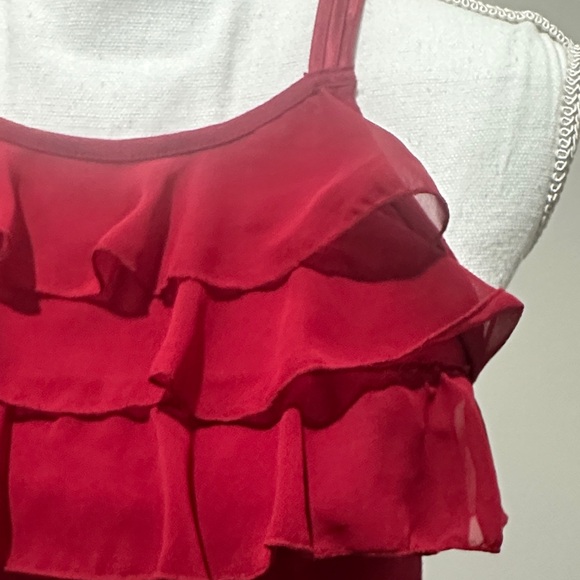 Express Red Layered Ruffle Blouse - Picture 4 of 6
